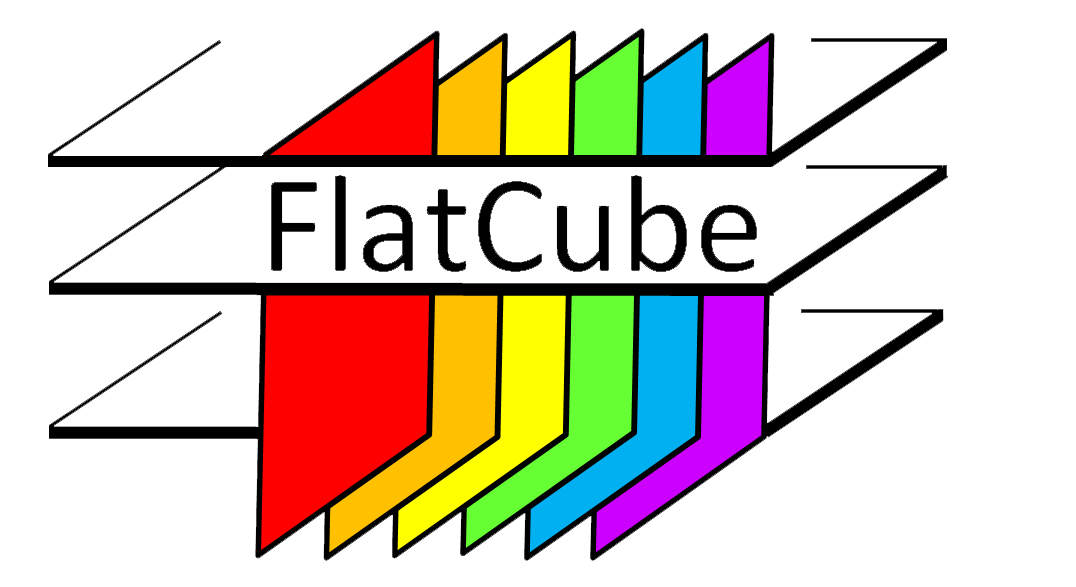 FlatCube logo: rainbow layers behind the FlatCube name